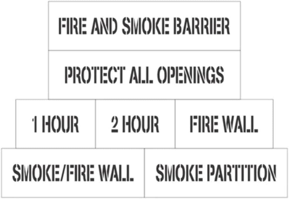 7 Stencil Set Fire Wall Marking Stencils Fire and Smoke Barrier 1