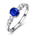 thumbnail image 1 of 7 Stone 1.25 Carat Sapphire and Diamond Halo Engagement Ring in 14k White Gold affordable Sapphire and diamond engagement ring, 1 of 3