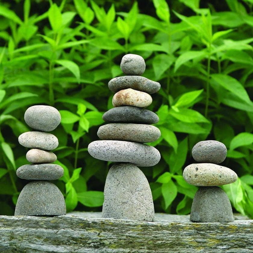 Handmade 11-inch Natural River Stone Garden Cairn