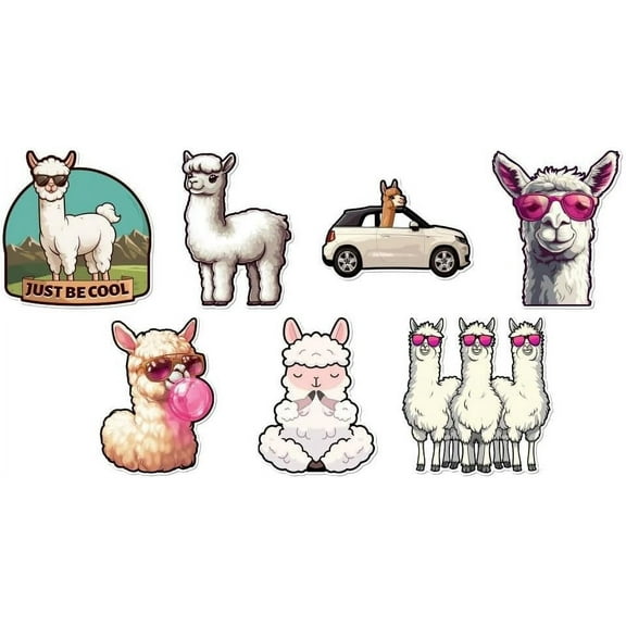 7 Styles Alpaca Vinyl Decal Stickers Funny Llama Animal Vinyl Decal Self Adhesive Waterproof Car Stickers for Windows Cars Trucks Skateboard Wall Cup Laptop Journals Water Bottle Phone Colorful