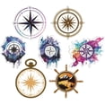 thumbnail image 1 of 7 Styles Compass Car Stickers Mountain Compass Automotive Decals Colorful Compass Bumper Decals Reflective Waterproof Decals for Vehicles Trucks Windows Decoration, 1 of 7