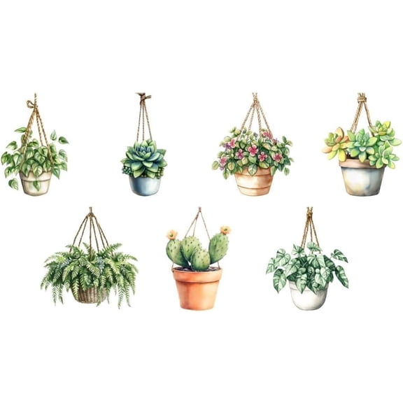 7 Styles Hanging Plants Vinyl Decal Stickers Succulents Hanging Vines Vinyl Decal Self Adhesive Waterproof Car Window Stickers for Windows Cars Trucks Skateboard Wall Cup Laptop Notebook grey