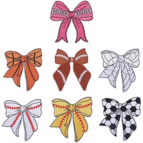 7 Styles Sports Ball Patches for DIY Crafts Embroidered Sew On Iron On Patches Sports Style Embroidery Applique Badge Emblem for DIY Women Jeans Jackets Backpacks Hats Clothing Decorations