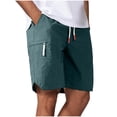 thumbnail image 1 of 7" Summer Casual Mens Pants Elastic Waist Drawstring Streetwear Shorts with Zipper Pockets Fathers Gift, 1 of 2