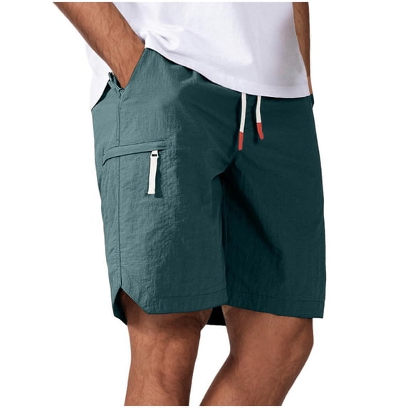 7" Summer Casual Mens Pants Elastic Waist Drawstring Streetwear Shorts with Zipper Pockets Fathers Gift