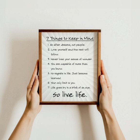 7 Things To Keep In Mind Wall Art Inspirational Quote Gift Motivational Gift Positive Habits Art Gift For Friends Home Decor Gift