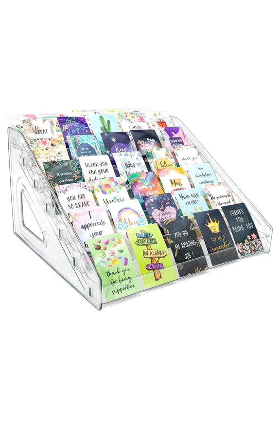 7 Tier 12" Acrylic Card Display Stand, Easy Clip-On Design, Versatile Display for Trading Cards, Greeting Card, Graded Cards, Baseball Cards, Sports Cards, Business Cards and Stickers