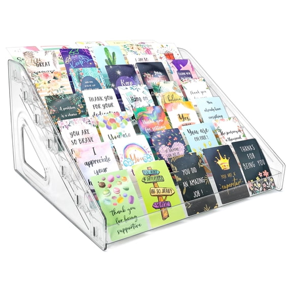 7 Tier 12" Acrylic Card Display Stand, Easy Clip-On Design, Versatile Display for Trading Cards, Greeting Card, Graded Cards, Baseball Cards, Sports Cards, Business Cards and Stickers