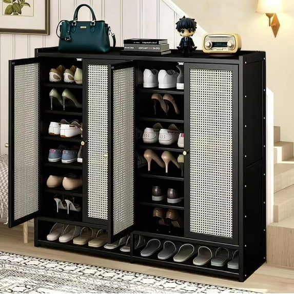 7-Tier Bamboo Shoe Cabinet,Shoe Storage Cabinet with Doors, 36-40 Pairs Freestanding Shoes Cabinet Organizer, Large Shoe Cabinet for Entryway, Hallway, Living Room