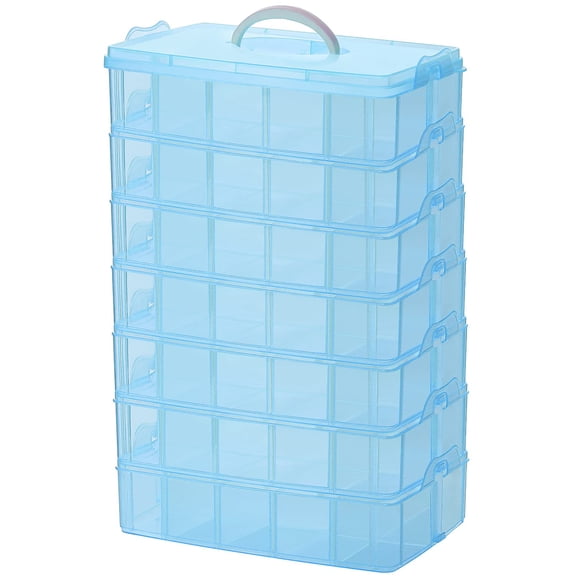 7 Tier Blue Stackable Storage Chest with Adjustable Compartments