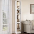 thumbnail image 1 of Hzuaneri 7-Tier Bookcase, Narrow Bookshelf, Tall Skinny Display Bookcase with Cube Storage, Adjustable Shelves, for Living Room, Office, Study, Bedroom, White, 9.4 x 11.8 x 84.3 inch, 1 of 8