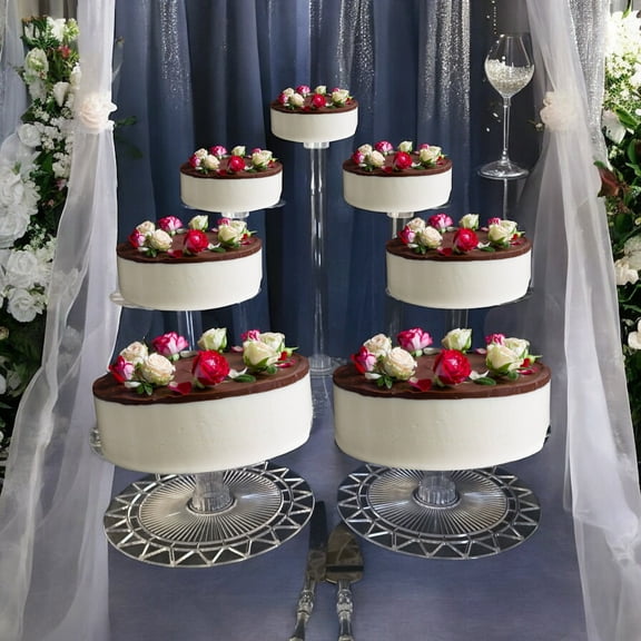 7 Tier Cake Stand Set, Heavy Duty Round Wedding Cake Cupcake Display Dessert Combo Holder