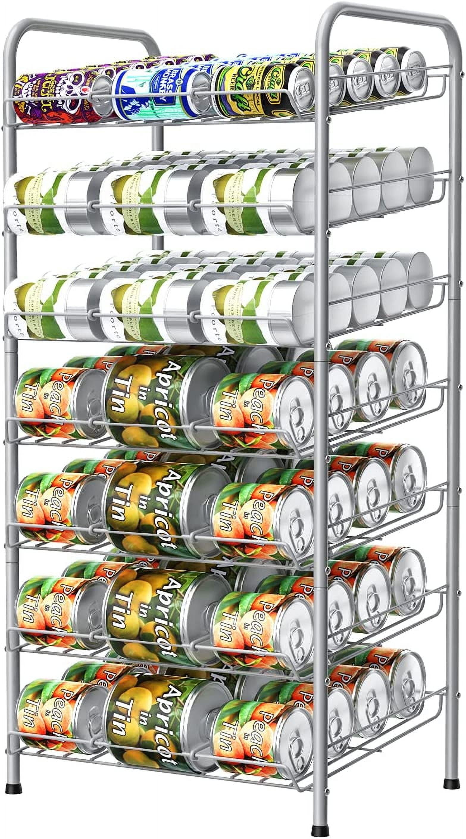 7-Tier Can Organizer Rack Dispenser for Pantry, Silver