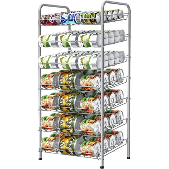 7-Tier Can Organizer Rack Dispenser for Pantry, Silver