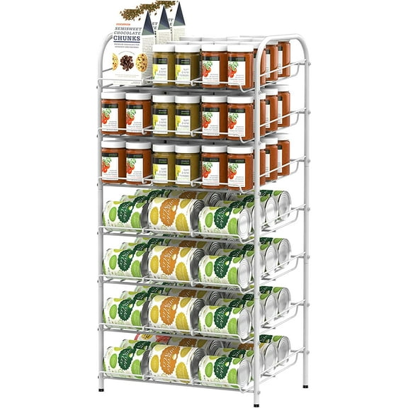 7-Tier Can Organizer Rack Dispenser for Pantry, White