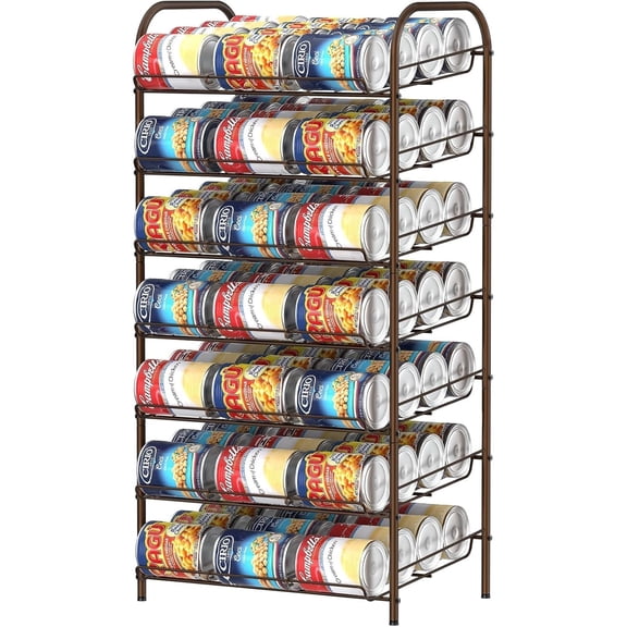 7 Tier Can Organizer for Pantry Can Rack Organizer Can Storage Dispenser Holds up to 84 Cans for Kitchen Cabinet and Pantry, Brown