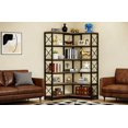 thumbnail image 1 of 7-Tier Corner Bookshelf Grey - Metal Frame Tall Storage Display Rack, Modern Freestanding Organizer For Living Room Home Office, 1 of 8