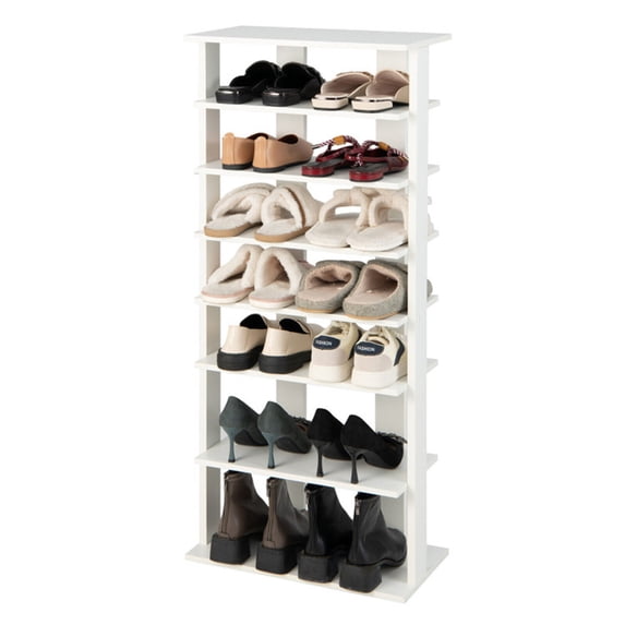 7-Tier Double-Row Adjustable Shoe Rack with Anti-Tip Narrow Design ...