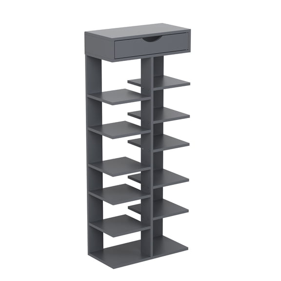 7 Tier Double Row Shoe Rack, Space Saving Tall Shoe Organizer Shelf, Free Standing Entryway Shoe Rack for Hallway, Closet, Small Spaces