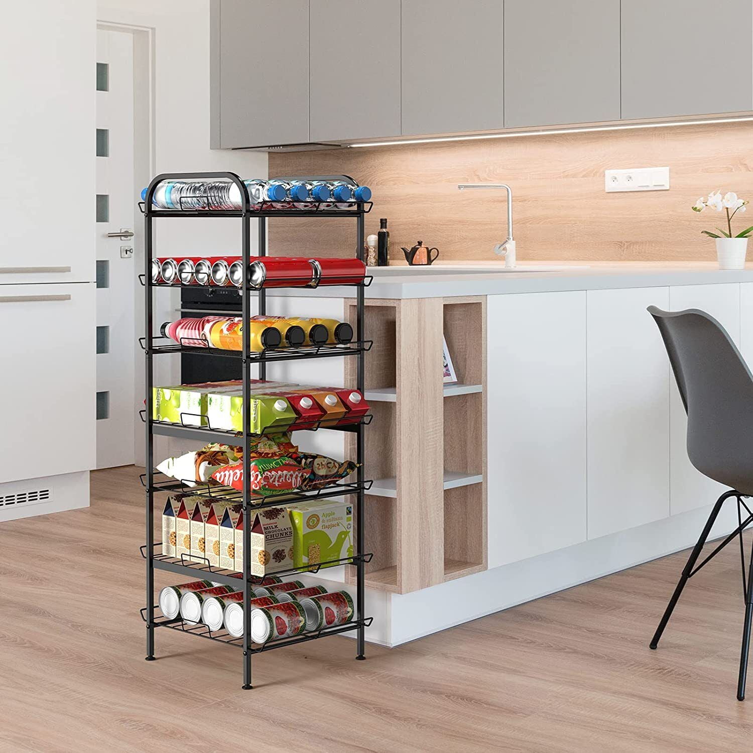 7 Tier Free Standing Water Bottle Storage Organizer Can Rack Dispenser ...