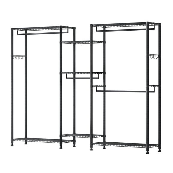7-Tier Garment Rack with 4 Hanging Rods, Steel Frame Closet Wardrobe, 850 lbs Capacity for Clothing Store, Bedroom, Hallway