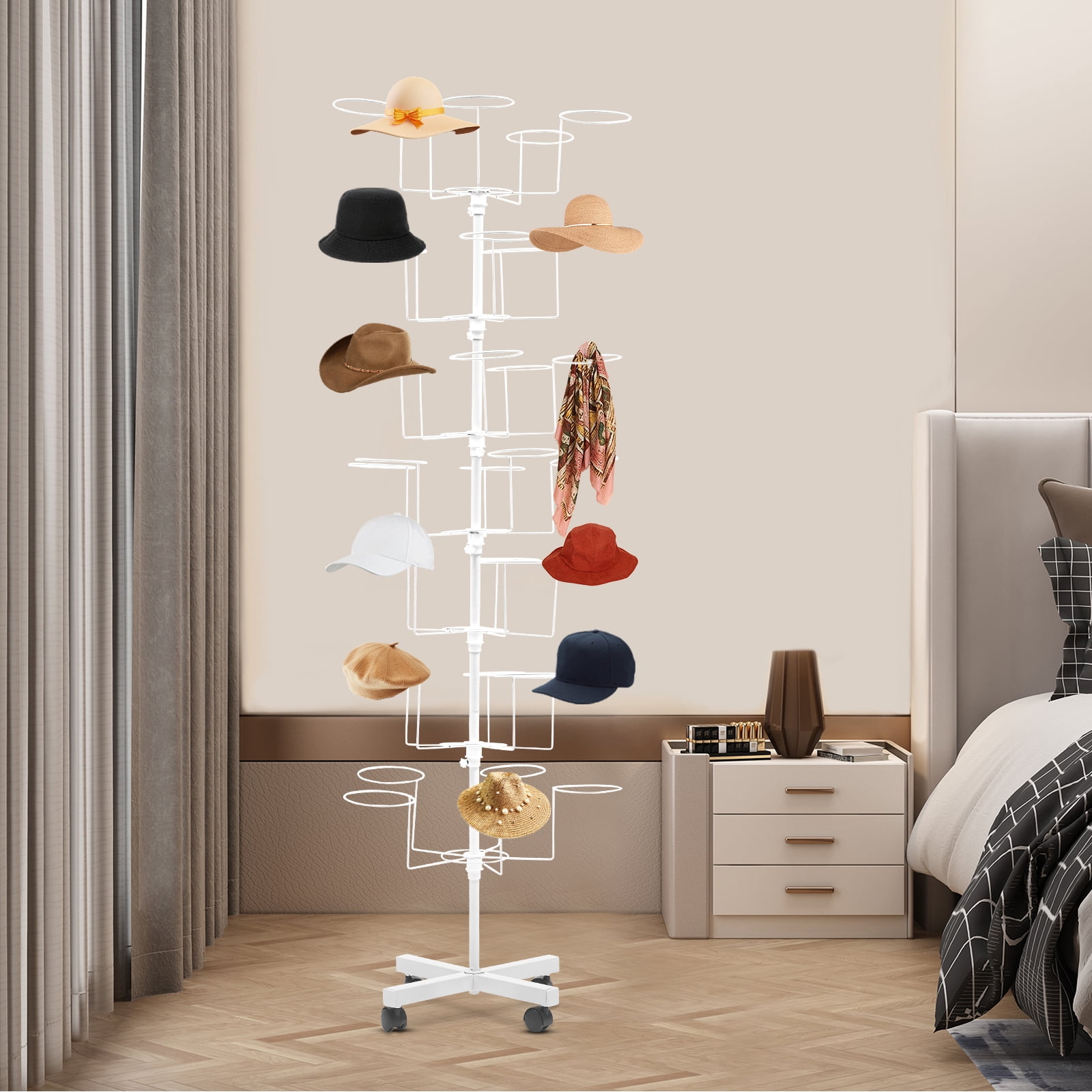 Hat Racks Standing 7 Tier Hat Rack Display Retail, Rotating Adjust Metal Stand Hat Hanger ...