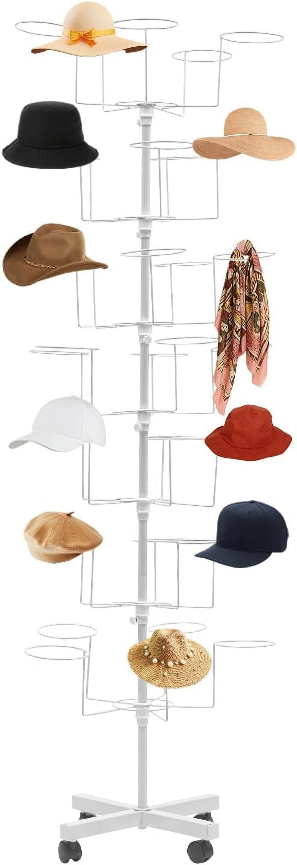 7-Tier Hat Racks Rotating Metal Hat Display Stand 35 Hooks Hat ...