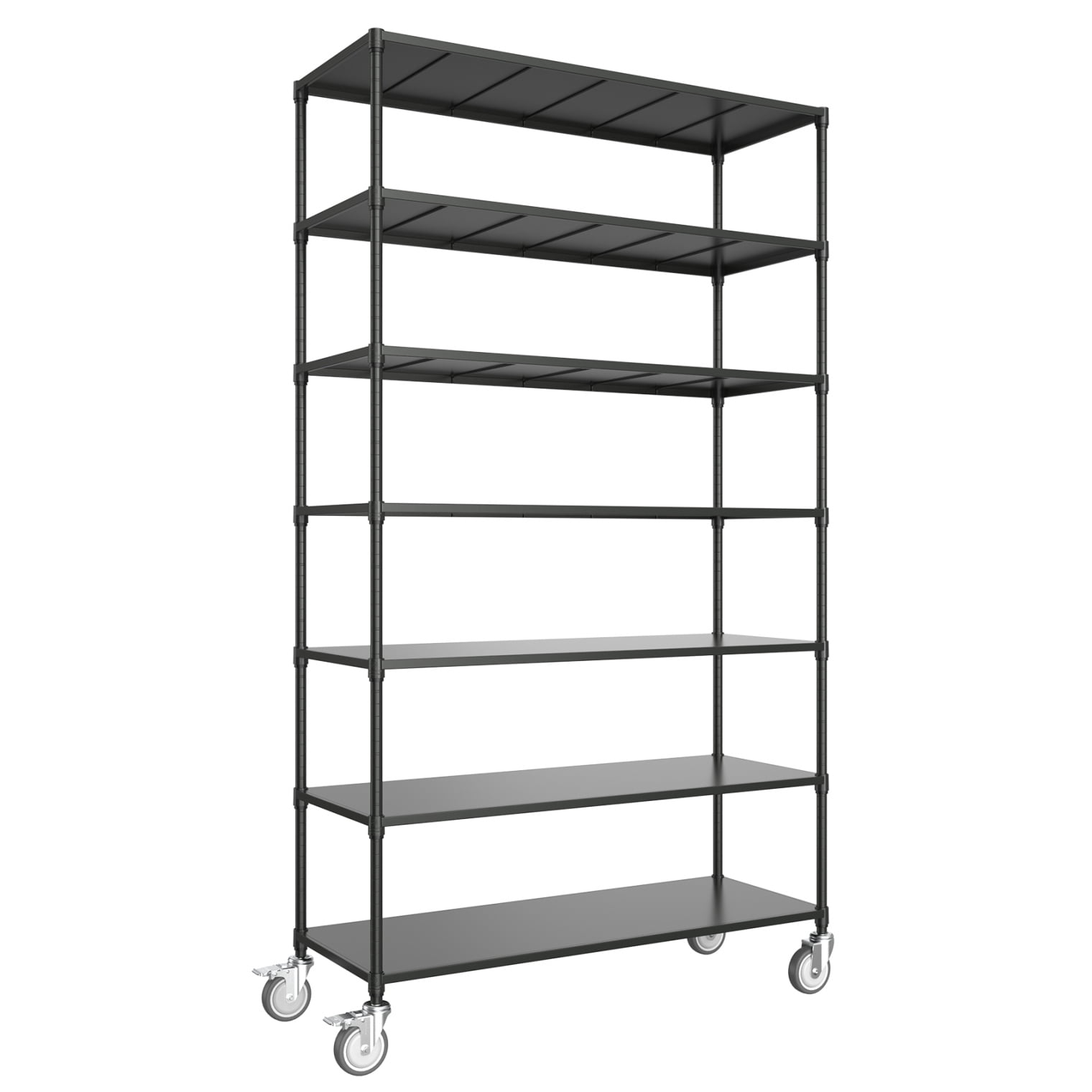 7 Tier Heavy Duty Adjustable Metal Shelving Unit with Wheels, 2800 LBS ...