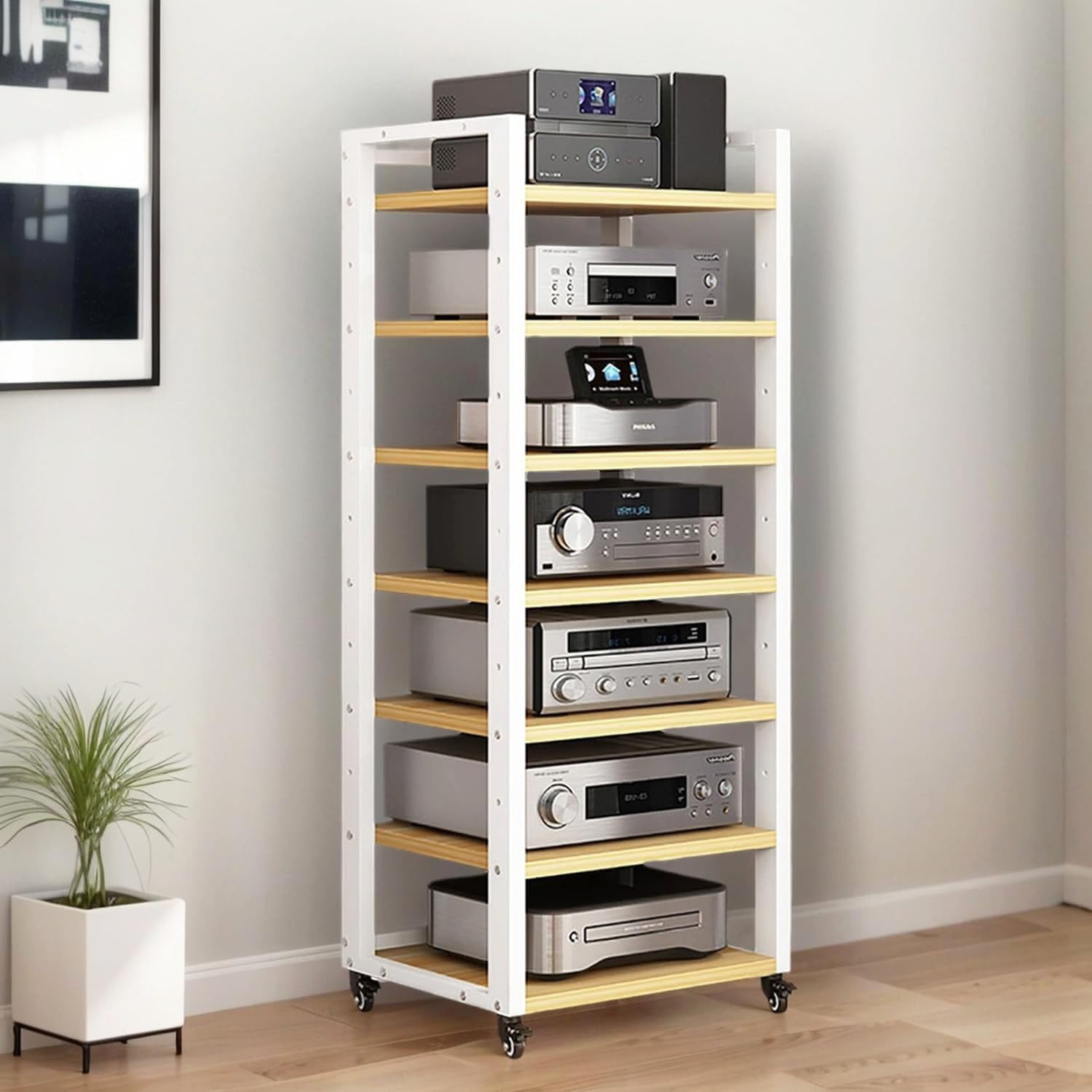 7-Tier Heavy Duty Audio Component Rack, 140cm Tall - HiFi Amplifier ...