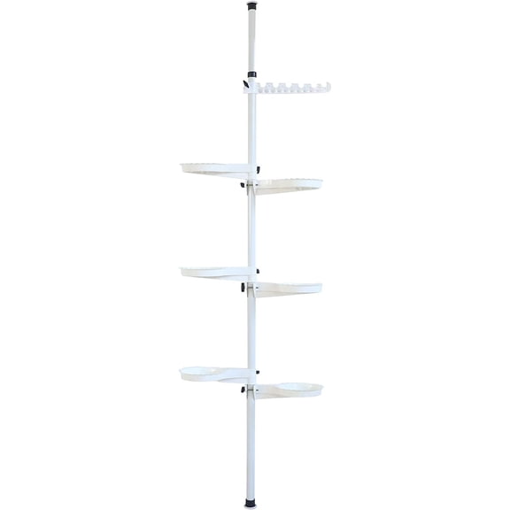 7-Tier Indoor Plant Pole Rod Expandable Flower Pots Display Rack Stand Hanger Corner Storage Shelf White