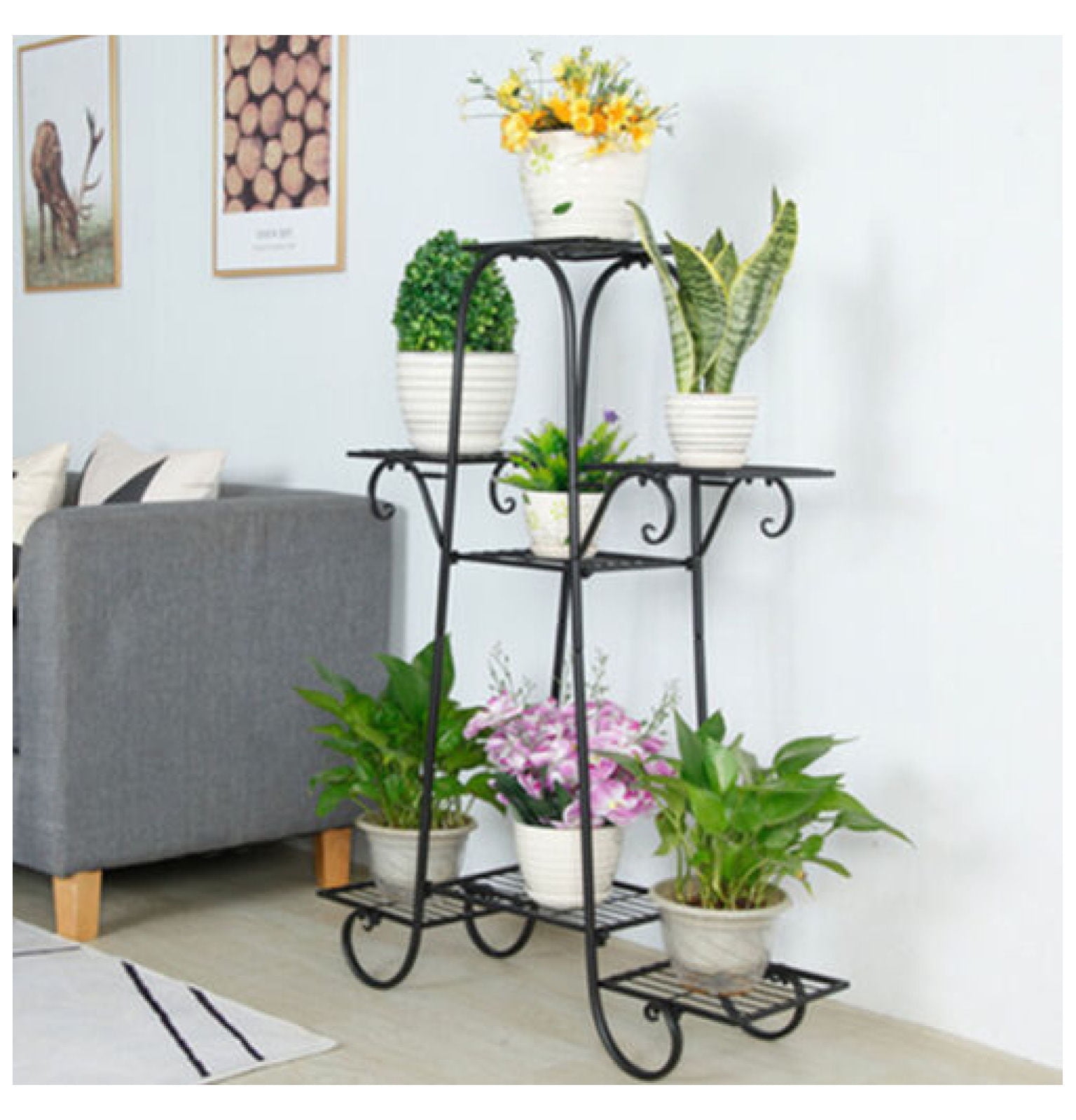 7 Tier Metal Flower Pot Plant Stand Display Shelf Multilayer Rack