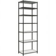thumbnail image 1 of 7-Tier Metal Storage Shelves Wire Shelving Unit Garage Shelving Storage Rack Kitchen Living Room 8 Hooks Adjustable Shelves Total Max. Load 616 lb Black, 1 of 9