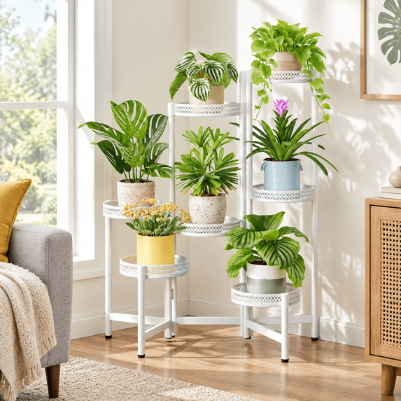 7 Tier Plant Stand Indoor Outdoor Corner Tiered Stands Planter Display ...