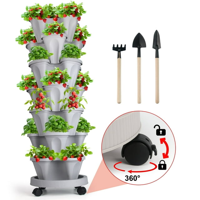 7 Tier Stackable Garden Vegetable Planting Pot Container, Indoor and ...