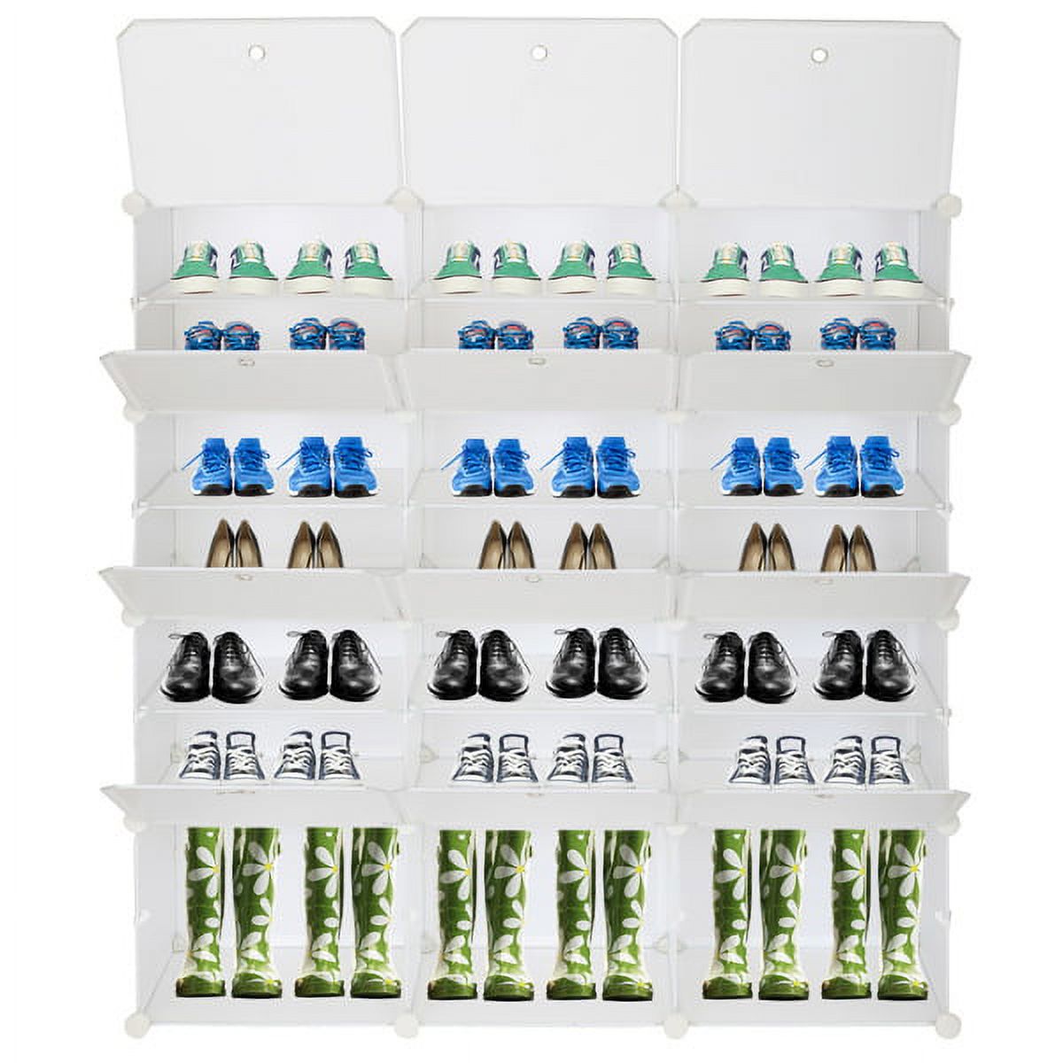 7-Tier Portable 42 Pair Shoe Rack Organizer 21 Grids Tower Shelf ...