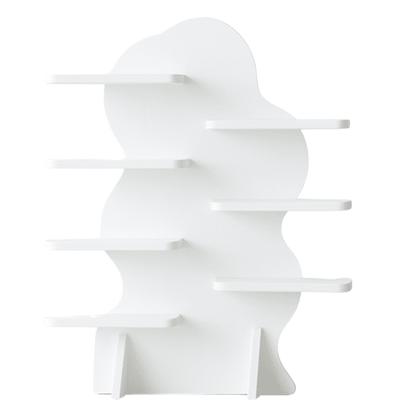 7-Tier Retail Display Stand for Vendor Booth 31 inch Tall, Collapsible White Wood Display Riser Shelf for Candles, Mugs