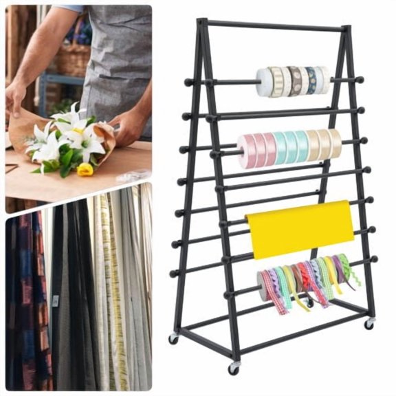 7 Tier Ribbons Roll Storage Rack Metal 2-Sided Ribbon Organizer Wire Spool Stand
