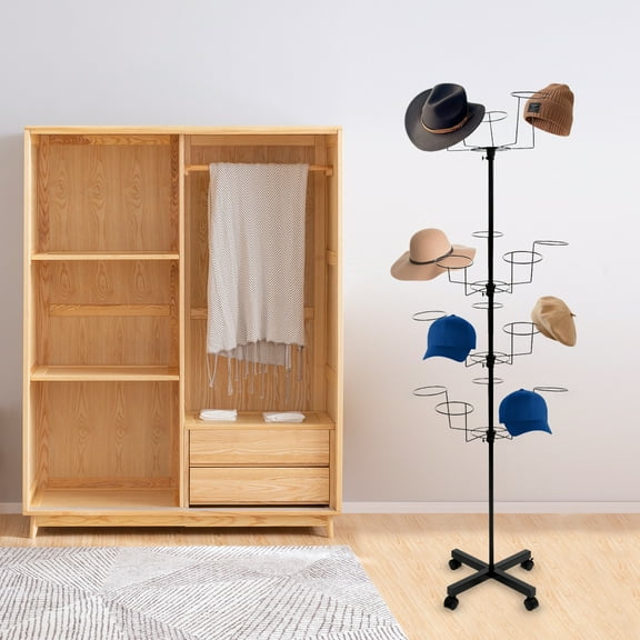 7-Tier Rotating Metal Hat Cap Display Stand Hanger Rack with Adjustable Feature for 35 Hats