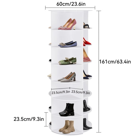 7-Tier Rotating Shoe Rack, 360 Spinning Shoe Organizer Carousel, Vertical Storage For Shoes, Bags And Accessories