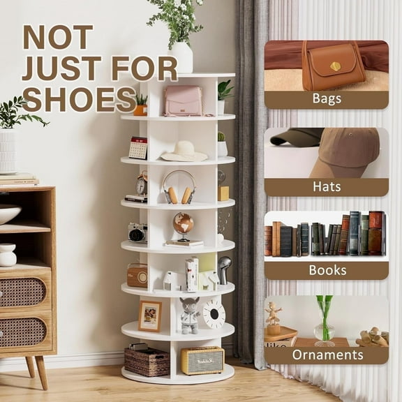 Buballino 7-Tier 360 Degree Rotating Free-Standing Shoe Rack, Holds up to 26 Pairs of Shoes