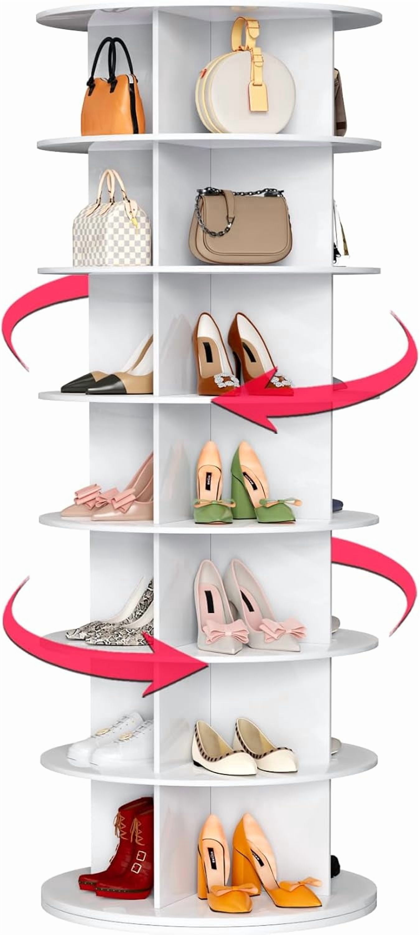 Rotating Vertical Storage 7-Tier Rotating Shoe Rack Organizer, 360-Degree Spinning Tower, Space ...