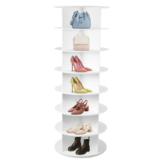 7-Tier Rotating Shoe Rack Organizer, Shoe Tower, Space-Saving Closet Storage for Shoes, Hats, Accessories, Durable Plastic Design