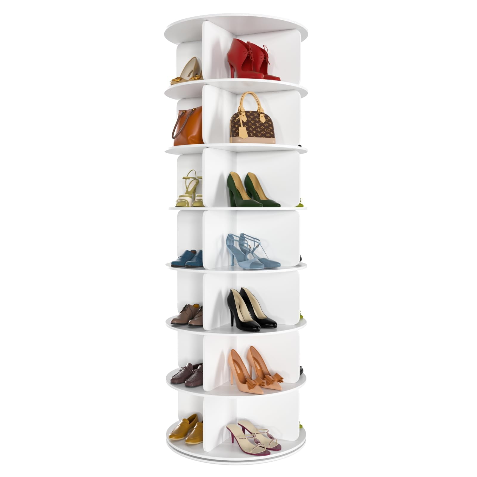 Shoe Racks Round 7 Tier Rotating Shoe Rack Tower, 0 Standing 360° Shoe organizer Lazy ...
