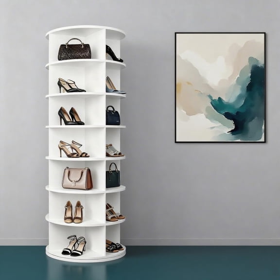 7 Tier Rotating Shoe Rack Tower - 360 Spinning Shoe Display Organizer