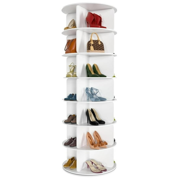 7 Tier Rotating Shoe Rack Tower, Free Standing 360 Shoe organizer Lazy Susan, Bag Storage Round Carousel, Neat and Shoe Storage