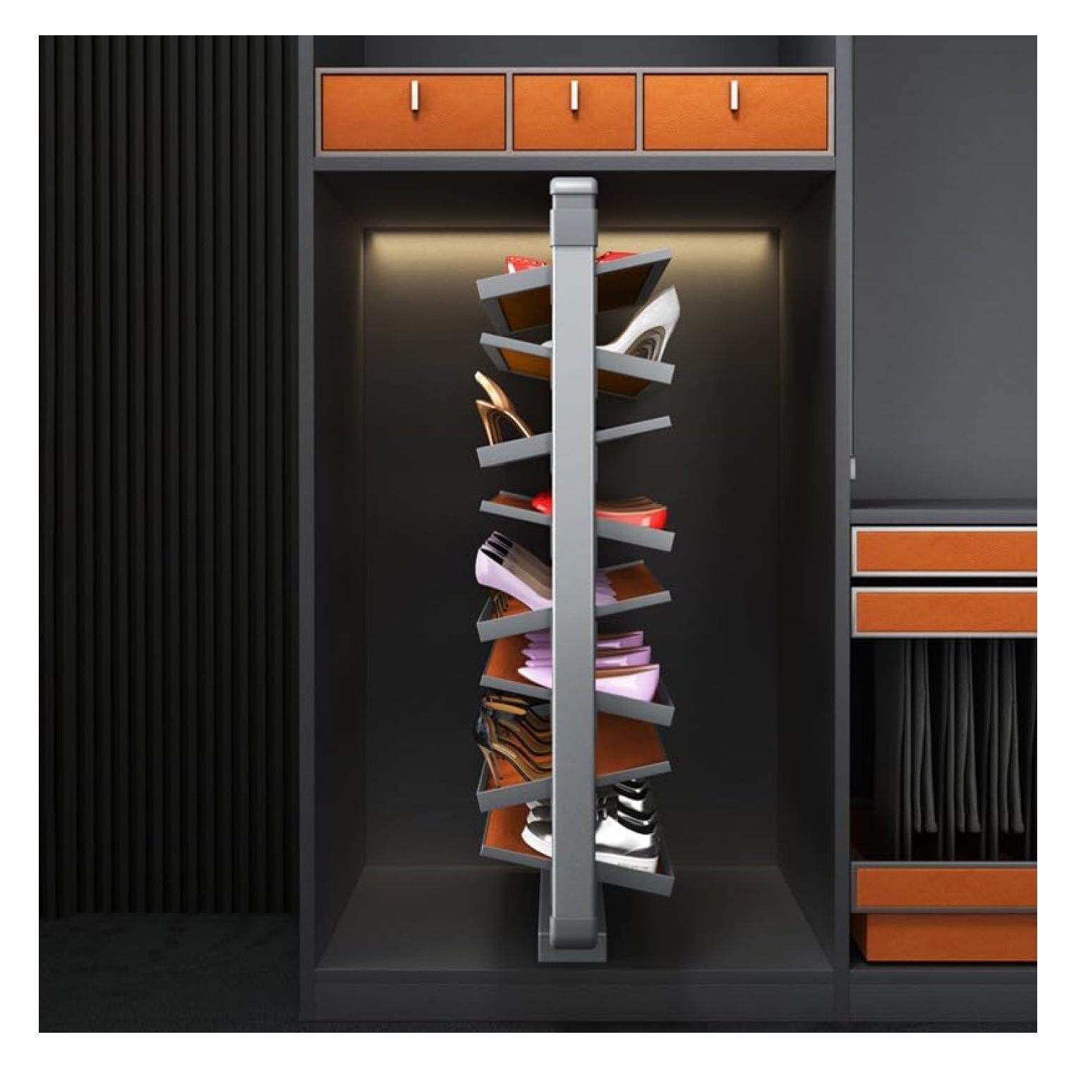 Pyramid Shoe Rack 7 Tier Rotating Shoe Rack Tower Freestanding Shoe Rack 360° Vertical ...