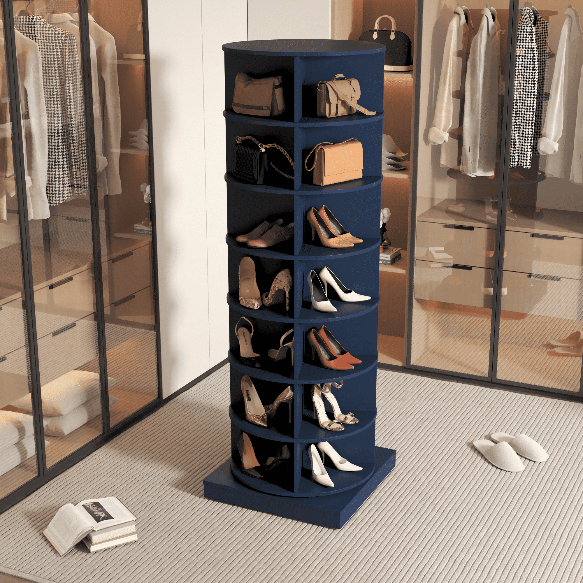 7-Tier Rotating Shoe Rack Tower, Spinning Shoe Display, 360° Rotating Shoe Rack Storage Rotating Organization for Handbag Closet