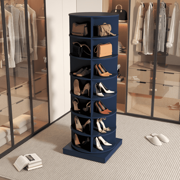 7-Tier Rotating Shoe Rack Tower, Spinning Shoe Display, 360° Rotating Shoe Rack Storage Rotating Organization for Handbag Closet