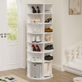 thumbnail image 1 of 7 Tier Rotating Shoe Rack Tower, Spinning Shoe Display Lazy Susan, Revolving 360 Shoe Rack Storage Round Carousel, Vertical Handbag Rotate Shoes Closet Organization, White, 1 of 8