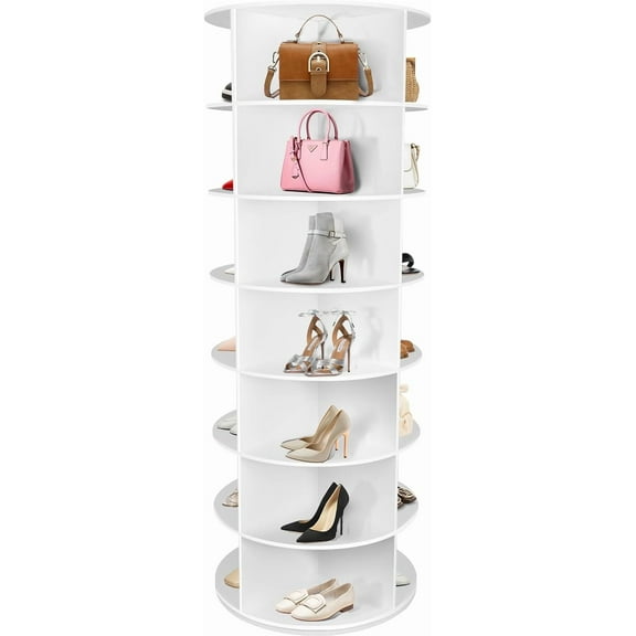 7-Tier Rotating Shoe Rack Tower for Shoes, High heels, Handbags with 28 Slots, Revolving 360 Shoe Rack Storage Round Carousel